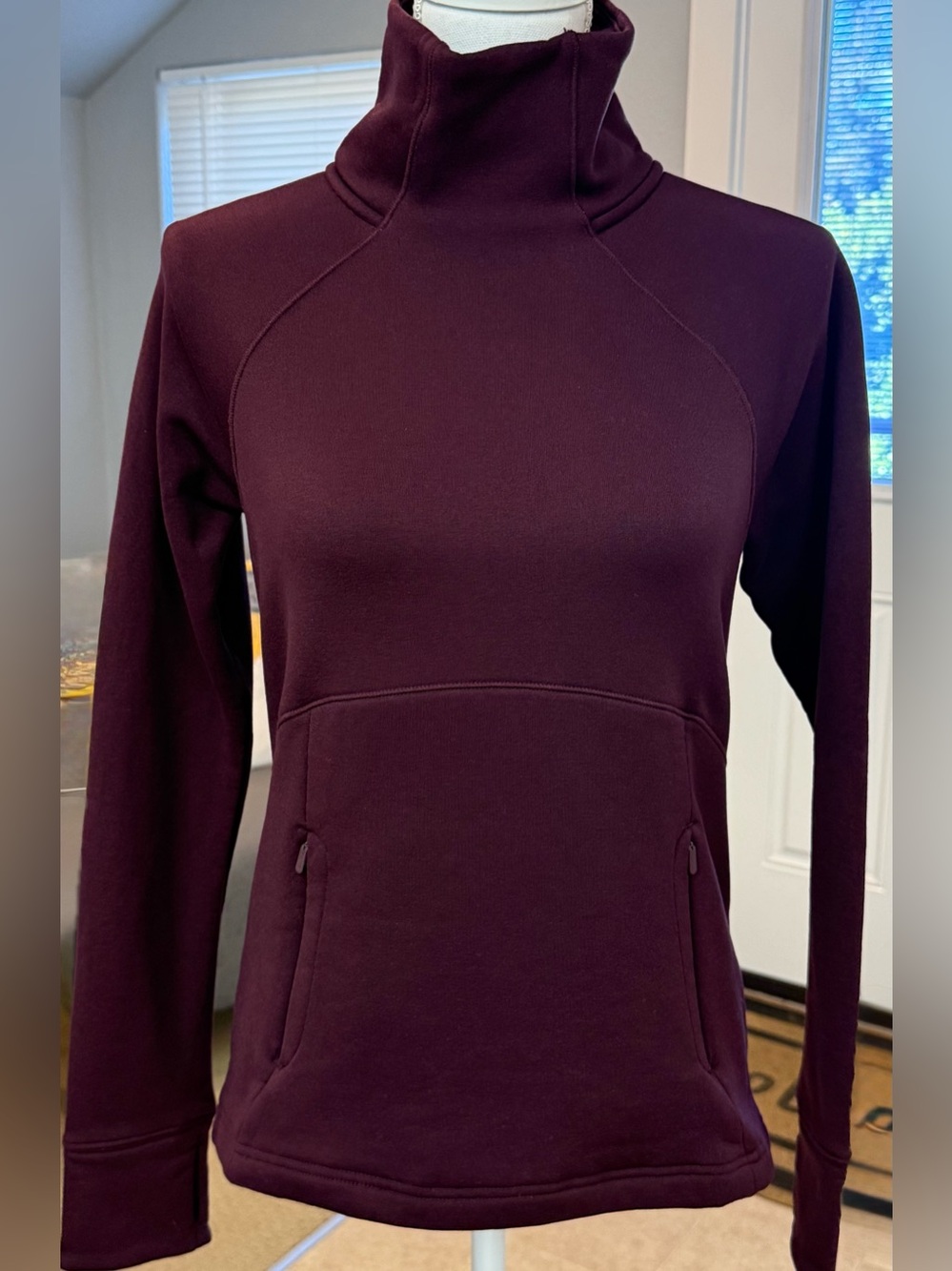 Athleta Altitude Polartec Funnel Neck Sweatshirt Spiced Cabernet XXS